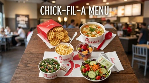 Chick Fil a Menu with sides, drinks and desserts