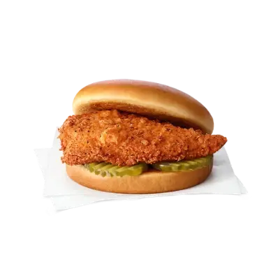 Chick-fil-A Spicy Chicken Sandwich with crispy chicken, pickles, and buttery bun