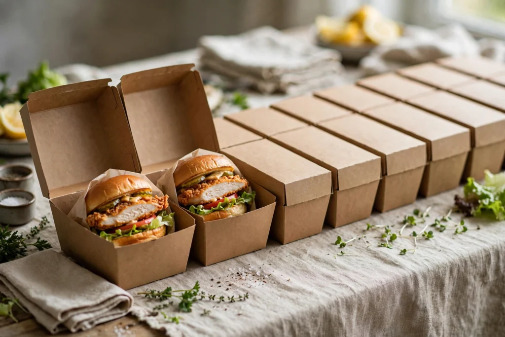 Boxed chicken sandwich catering meals