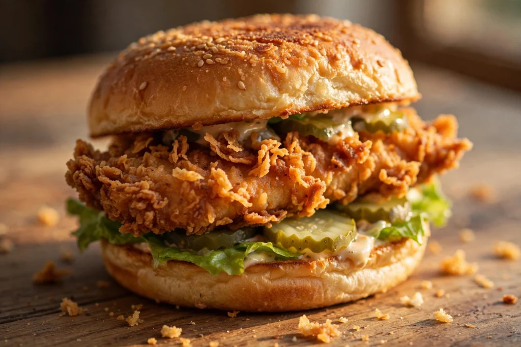 Crispy chicken sandwich close-up - Chick-Fil-A Menu Charleston