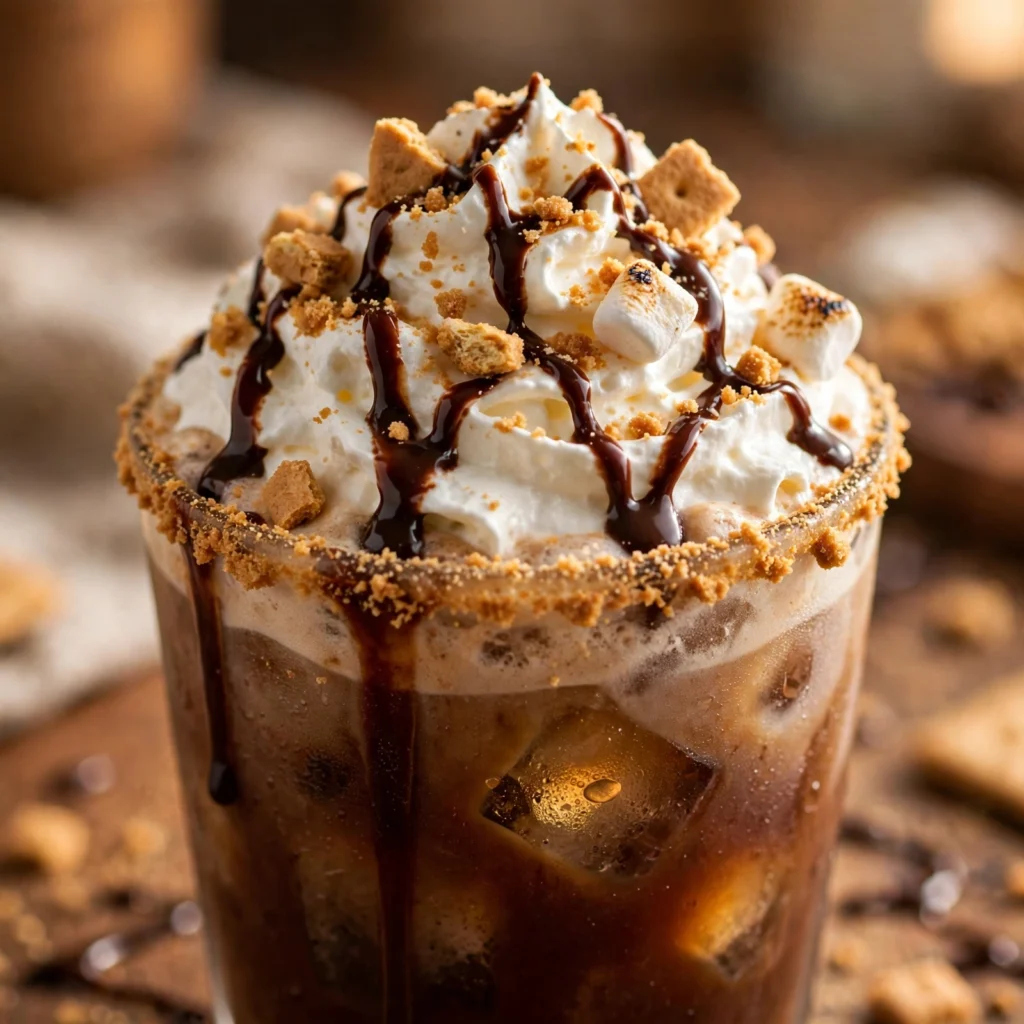 Chick-fil-A S'mores Frosted Coffee with whipped topping