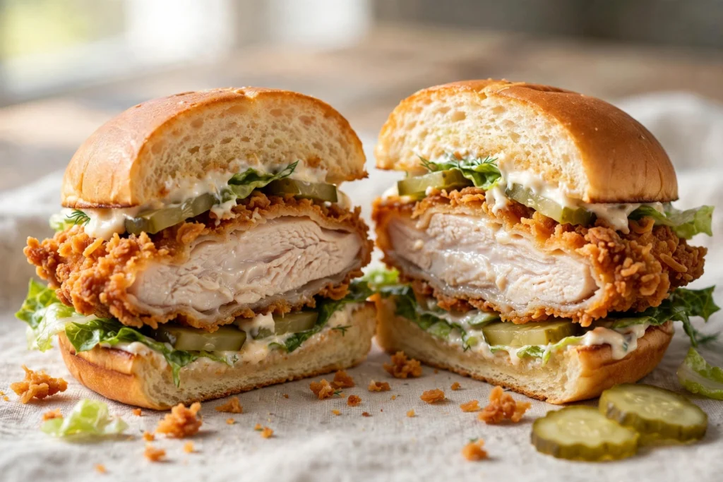 Crispy chicken sandwich close-up - Chick-Fil-A Menu Fort Worth