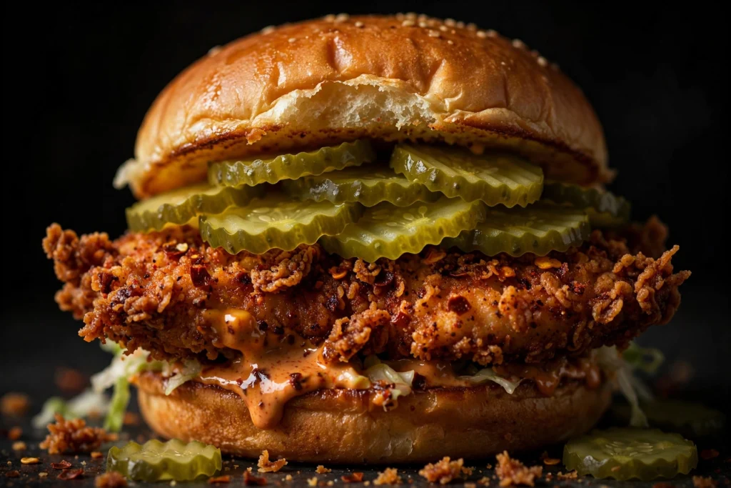 Crispy chicken sandwich close-up - Chick-Fil-A Menu Nashville
